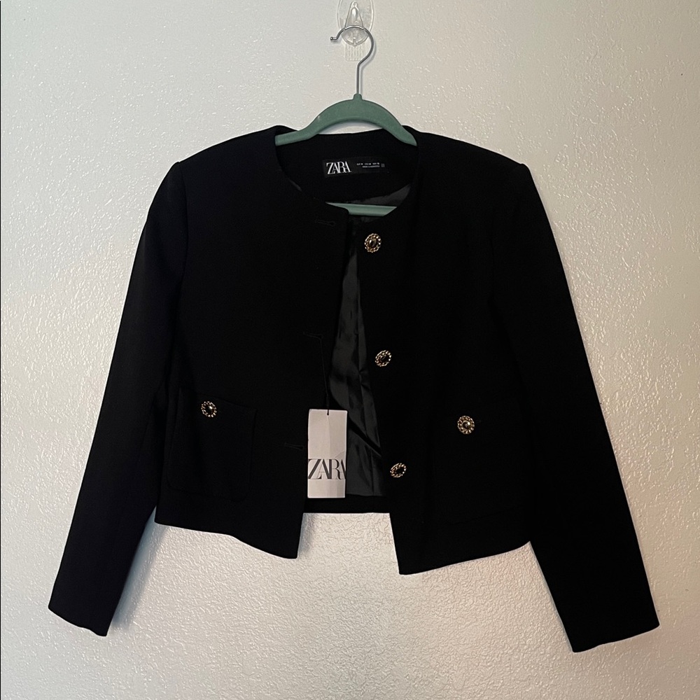 Zara black blazer with gold buttons